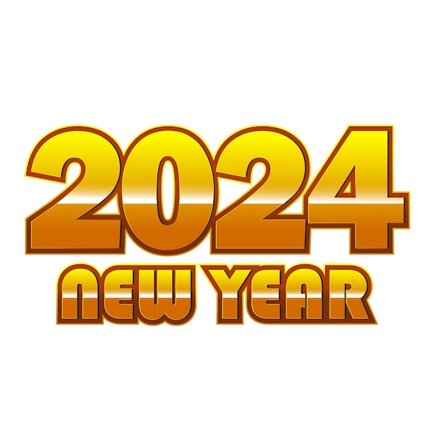 2024 新年 3d テキスト タイポグラフィ デザイン