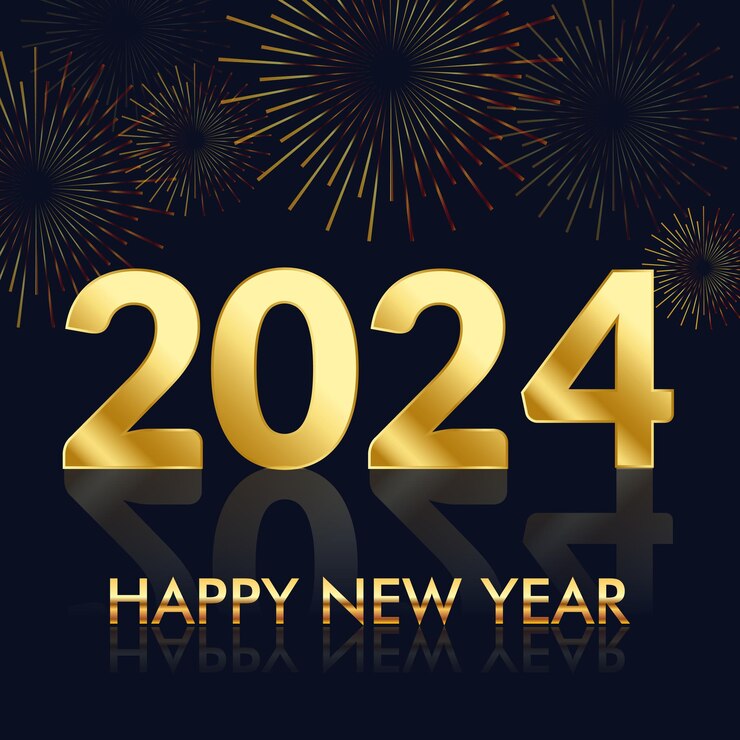 Premium Vector 2024 new year abstract golden fireworks and golden