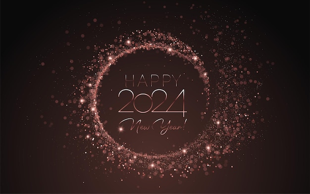 Вектор 2024 новый год абстрактный блестящий цвет розовое золото круг элемент дизайна рамки