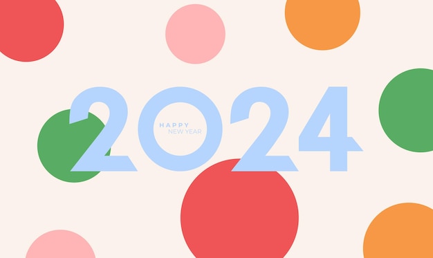 2024年 新年 の 背景 強い タイポグラフィー カラフルで 覚えやすい  新年 祝い 2024年 デザイン ポスター