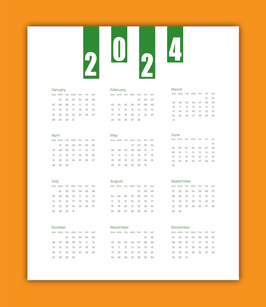 2024 new year calendar template perfect for wall