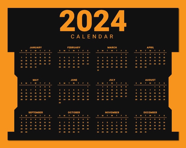 2024 New Year Calendar Vector Template