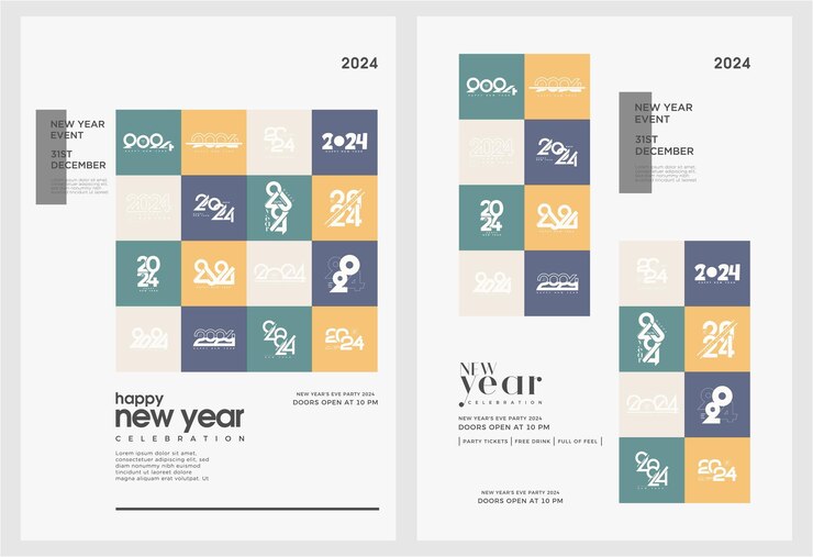 2024 new year celebration coloring number background Modern and unique clean design for flyers
