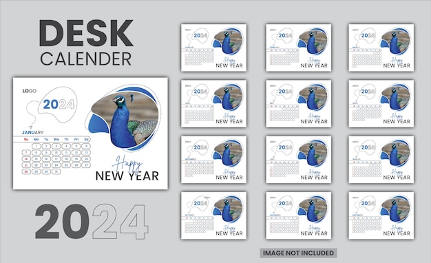 2024 new year clean calendar 2024 modern business Desk calendar template desk Calendar 2024