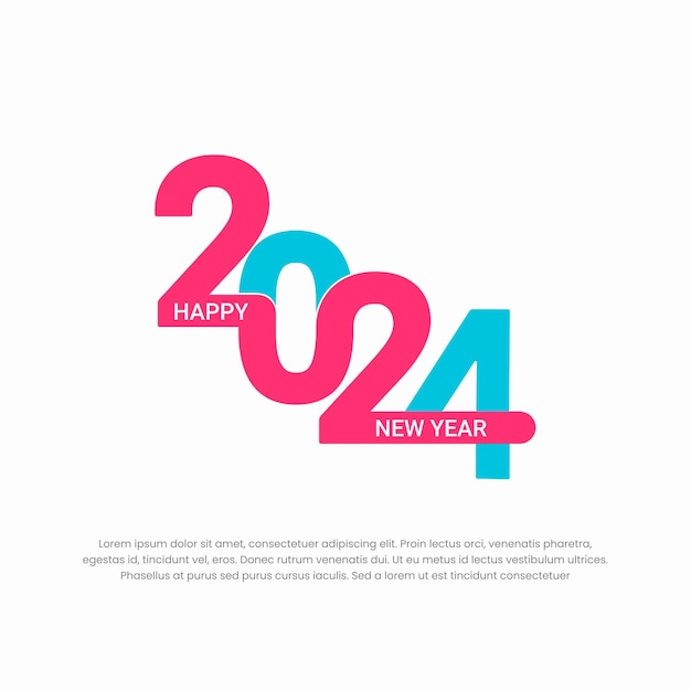 Vector 2024 new year custom number logo design with pink and blue