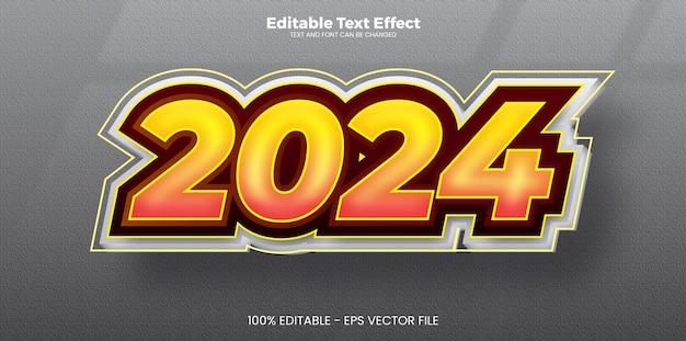 2024 New Year Editable text effect in modern trend style