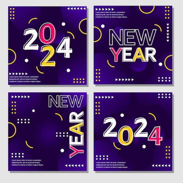 Vector 2024 new year feed design for social media with blue background