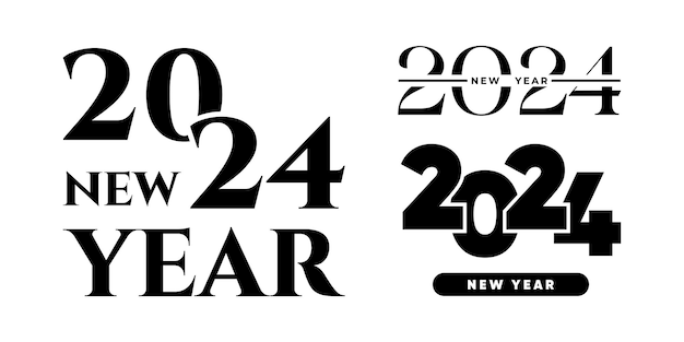 Vector 2024 new year logo text design set 2024 number design template calendar simple icon