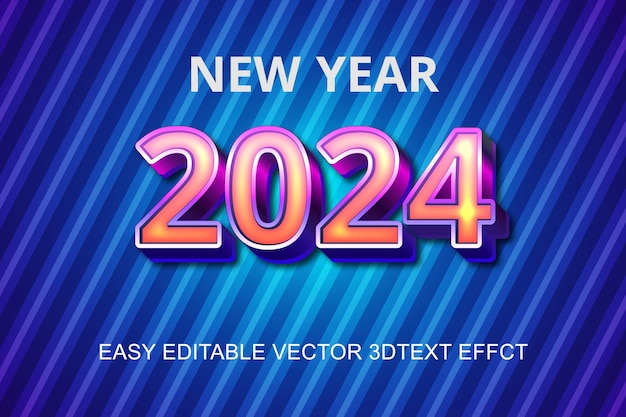 2024 new year metal editable text effect