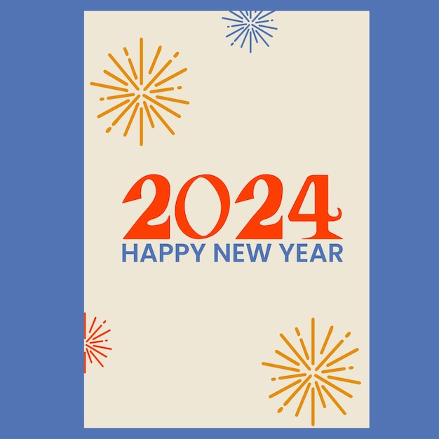 2024 New Year poster retro style Abstract geometric typography design