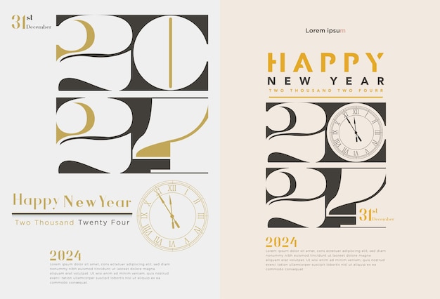 2024 new year poster with classic and simpledesign premium vector numbers