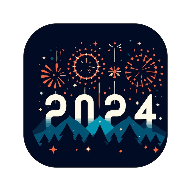 2024 new year's eve vector design with fireworks