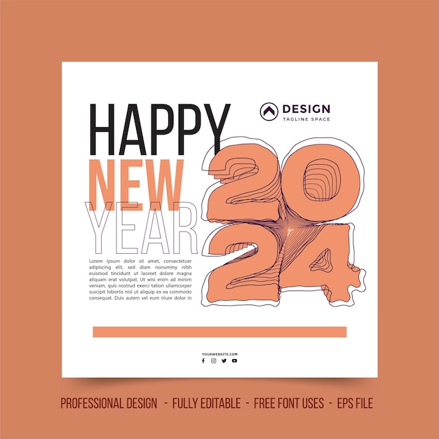 Vector 2024 new year social media vector design template