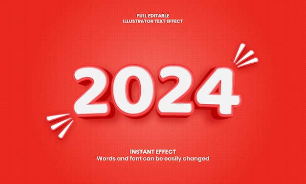 2024 new year text effect 3 d premium