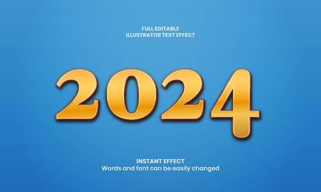 2024 new year text effect 3D