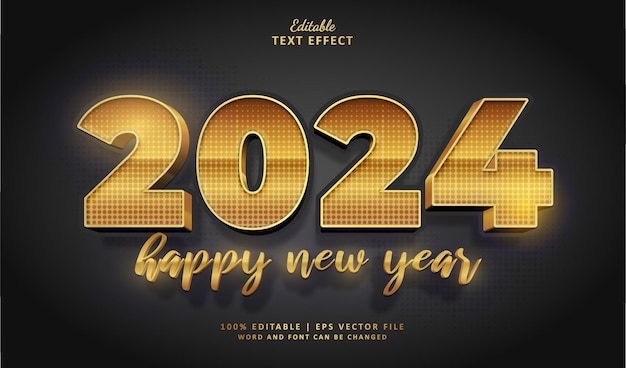 Vector 2024 new year text effect editable text effect style luxury gold 3d