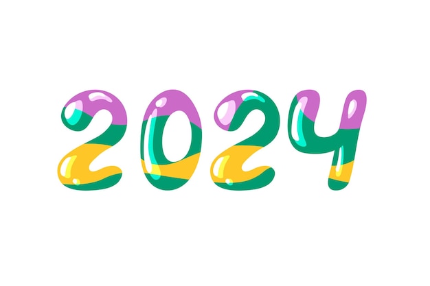 2024 New Year vector Hand drawn colorful number 2024 isolated on white background