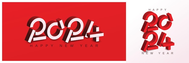 2024 new year with 3D logo number design template