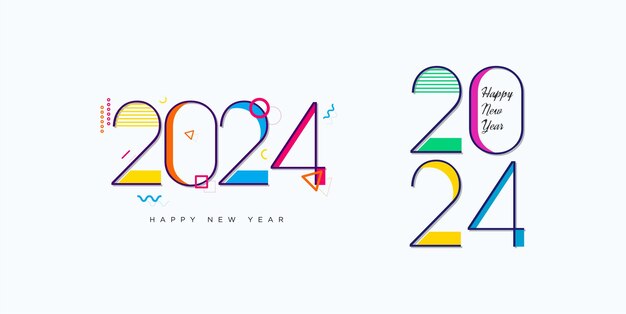 2024년 아름답고 축제적인 색상 번호 개념의 새해 2024년 축하