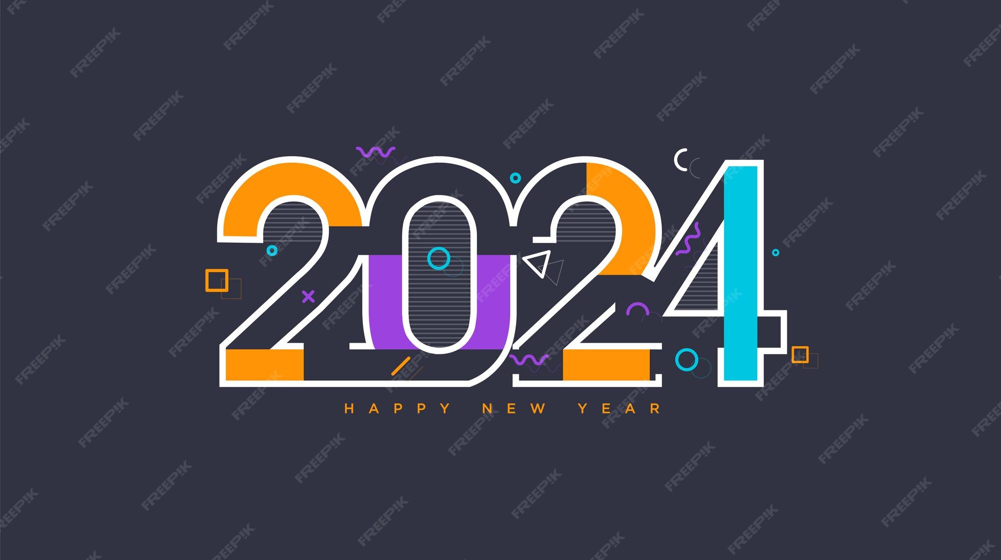Premium Vector 2024 new year with truncated numbers and with festive