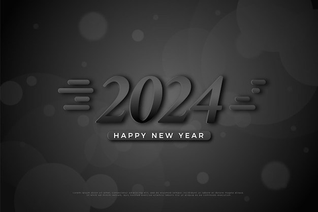 Vector 2024 nieuw jaar met een doorzichtige donkere bubbeleffect achtergrond