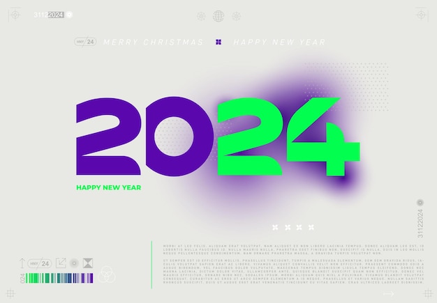 Vector 2024 nieuwjaar vierkant ontwerp met letter logo concept voor poster kalender flyer banner en media