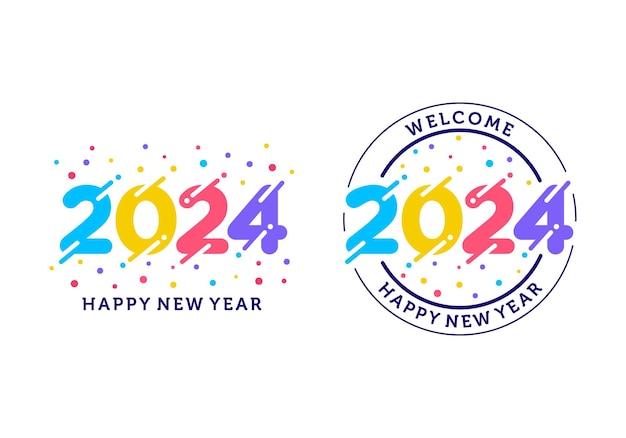 Vector 2024 number text happy new year modern futuristic vector design template