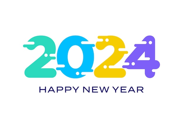 2024 number text happy new year modern futuristic vector design template