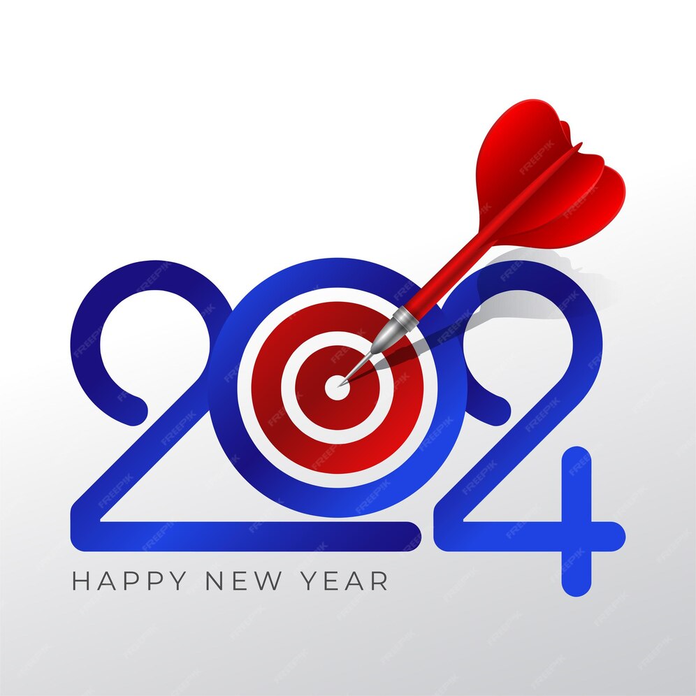 Premium Vector 2024 number with target concept logo or typography design