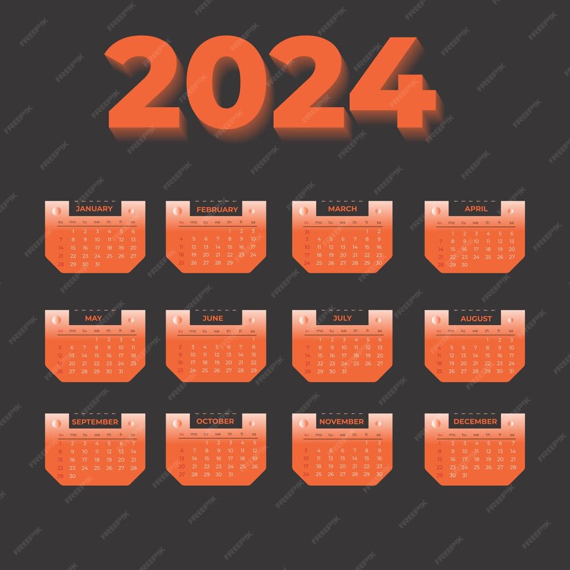 Premium Vector 2024 one page calendar template editable file vector