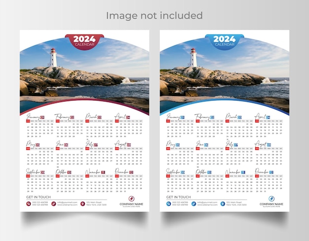 2024 One page calendar template