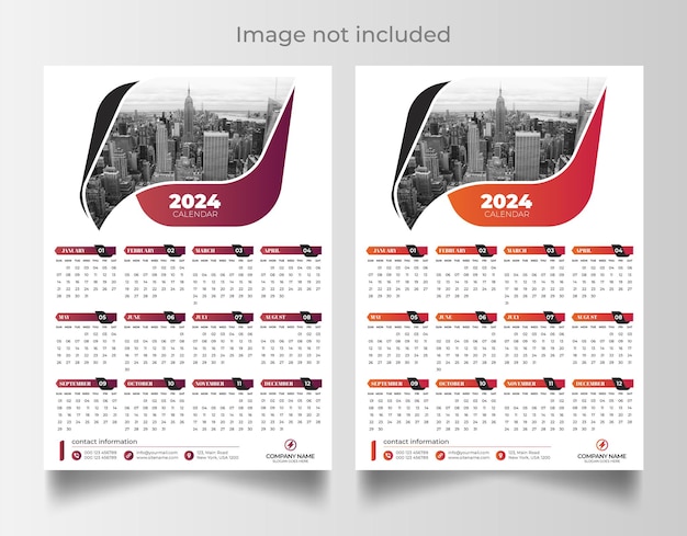 2024 One page calendar template