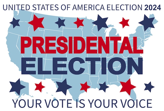 벡터 2024년 미국 대통령 선거 날인 11월 5일, 카드 디자인: 당신의 미래를 위해 투표하라.
