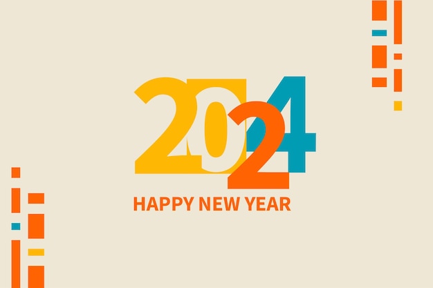 2024 retro new year poster Abstract typography design