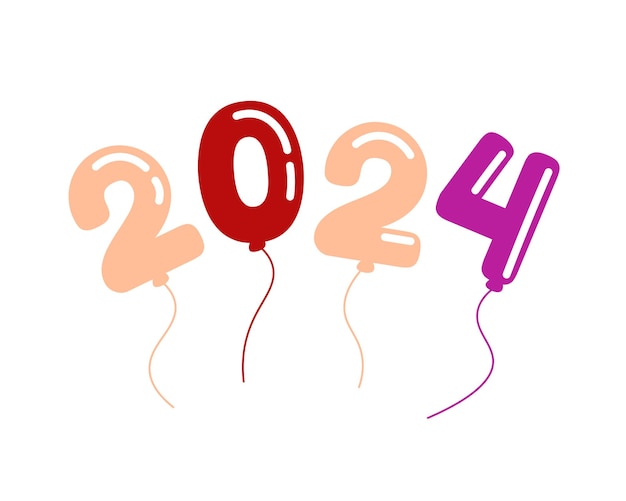 2024 Shiny Balloon Vector Illustration