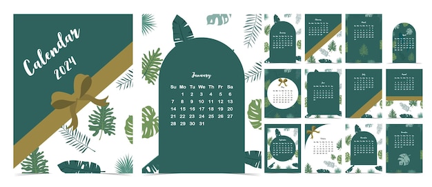 2024 table calendar yearweek start on sunday with safari style that use for vertical digital and printable A4 A5 size