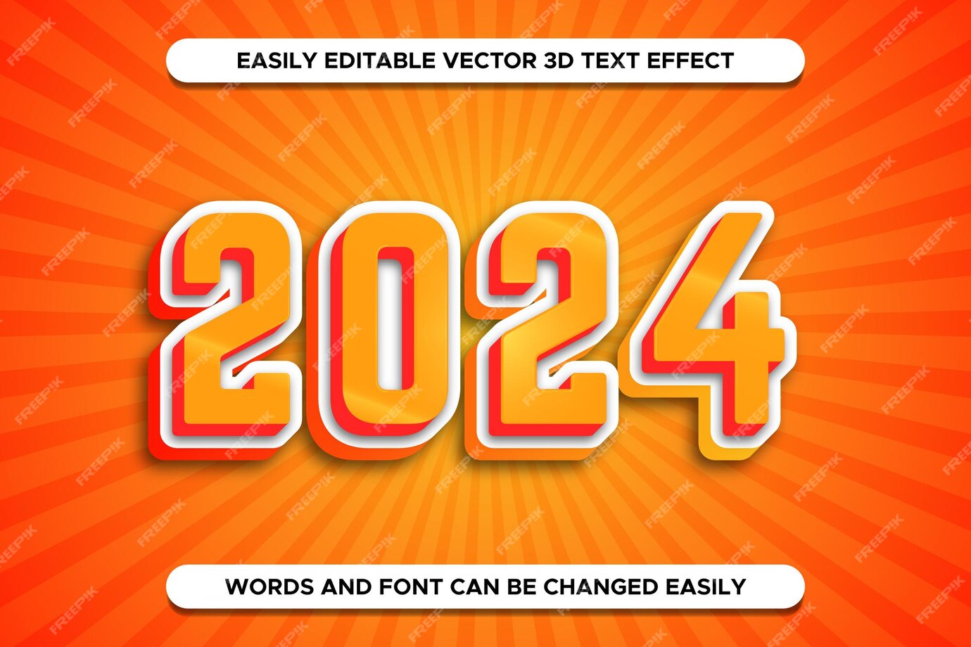 Premium Vector 2024 text effect vector editable new year 2024 text effect