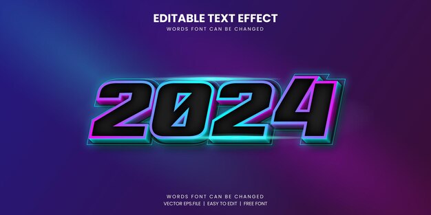 2024 text effect with a retro style