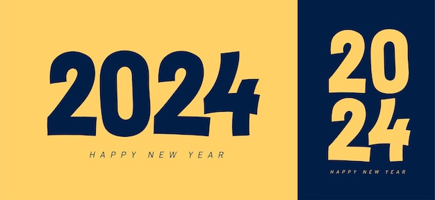 2024 text happy new year calendar design elements elegant contrast numbers layout year