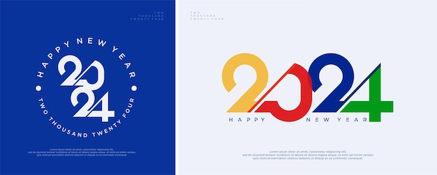 2024 typografie logo ontwerpconcept Gelukkig nieuwjaar 2024 logo ontwerp