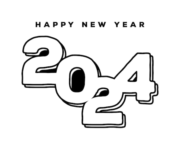 Vector 2024 typography logo design concept happy new year 2024 logo design