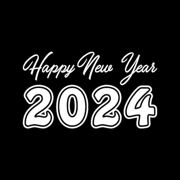 Vector 2024 typography logo design concept happy new year 2024 logo design