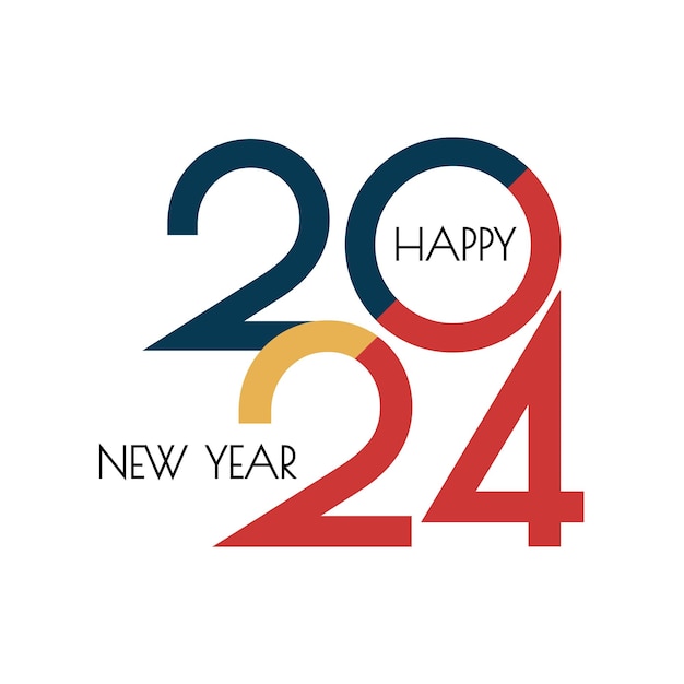 2024 typography logo design concept Happy new year 2024 logo design