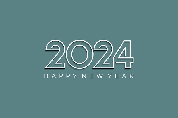 2024 typography logo design concept with line Happy new year 2024 logo design