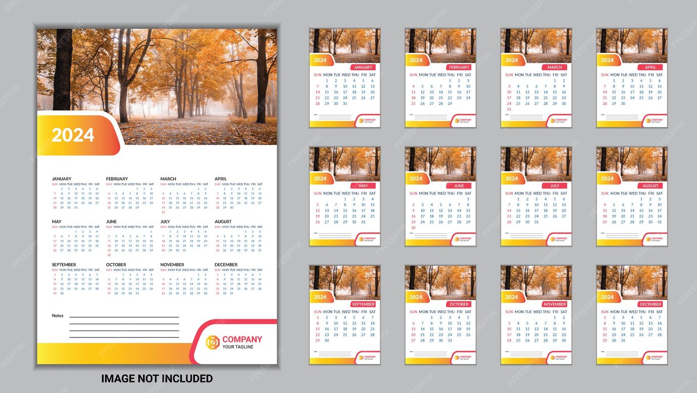 Premium Vector 2024 wall calendar design template a3 size with bleed