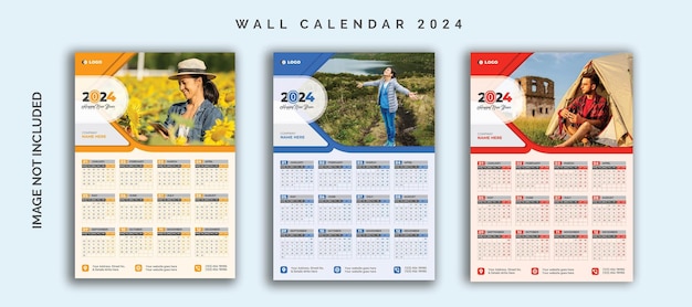 Vector 2024 wall calendar design template