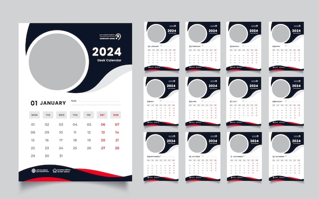 Vector 2024 wall calendar design