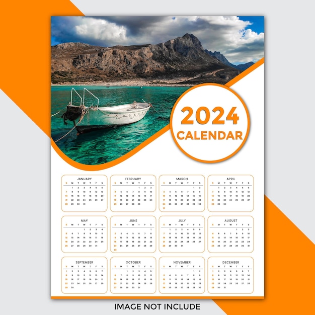 2024 wall calendar template design