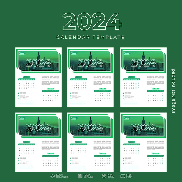 Premium Vector 2024 wall calendar template wall calendar planner