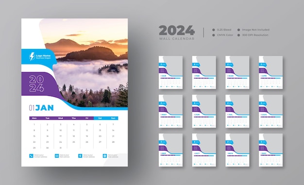 2024 wall calendar template